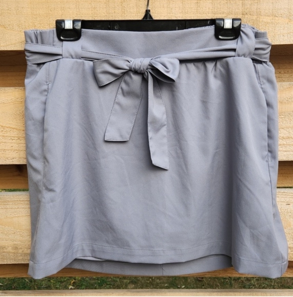 St. John's Bay Belted Mid-Rise Pull-On Gray Skort With Pockets Size L - Picture 6 of 11